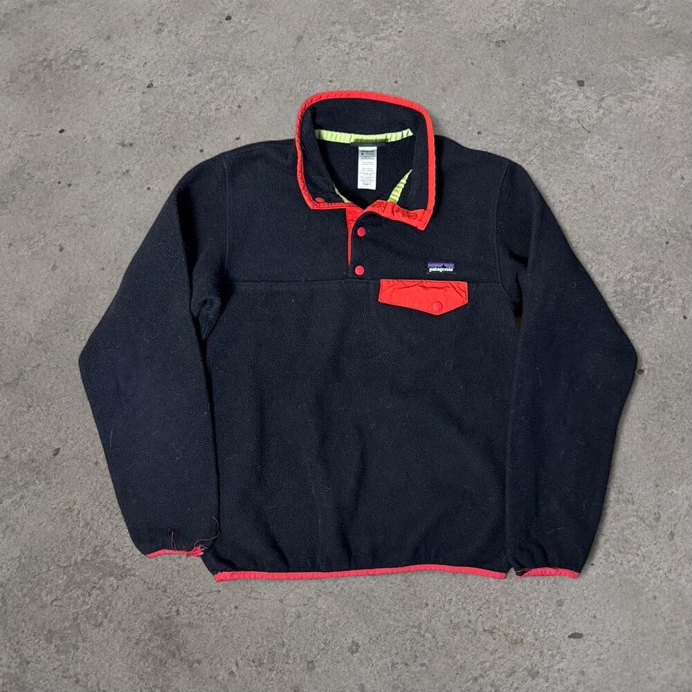 Patagonia Fleece Sweater Womens Small Black Synchilla Snap-T Pullover Outdoor